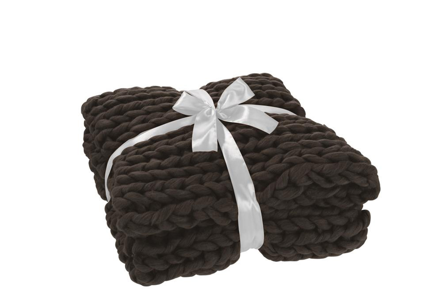 J-Line Plaid gebreid - polyester - donkergrijs - 154 x 140 cm