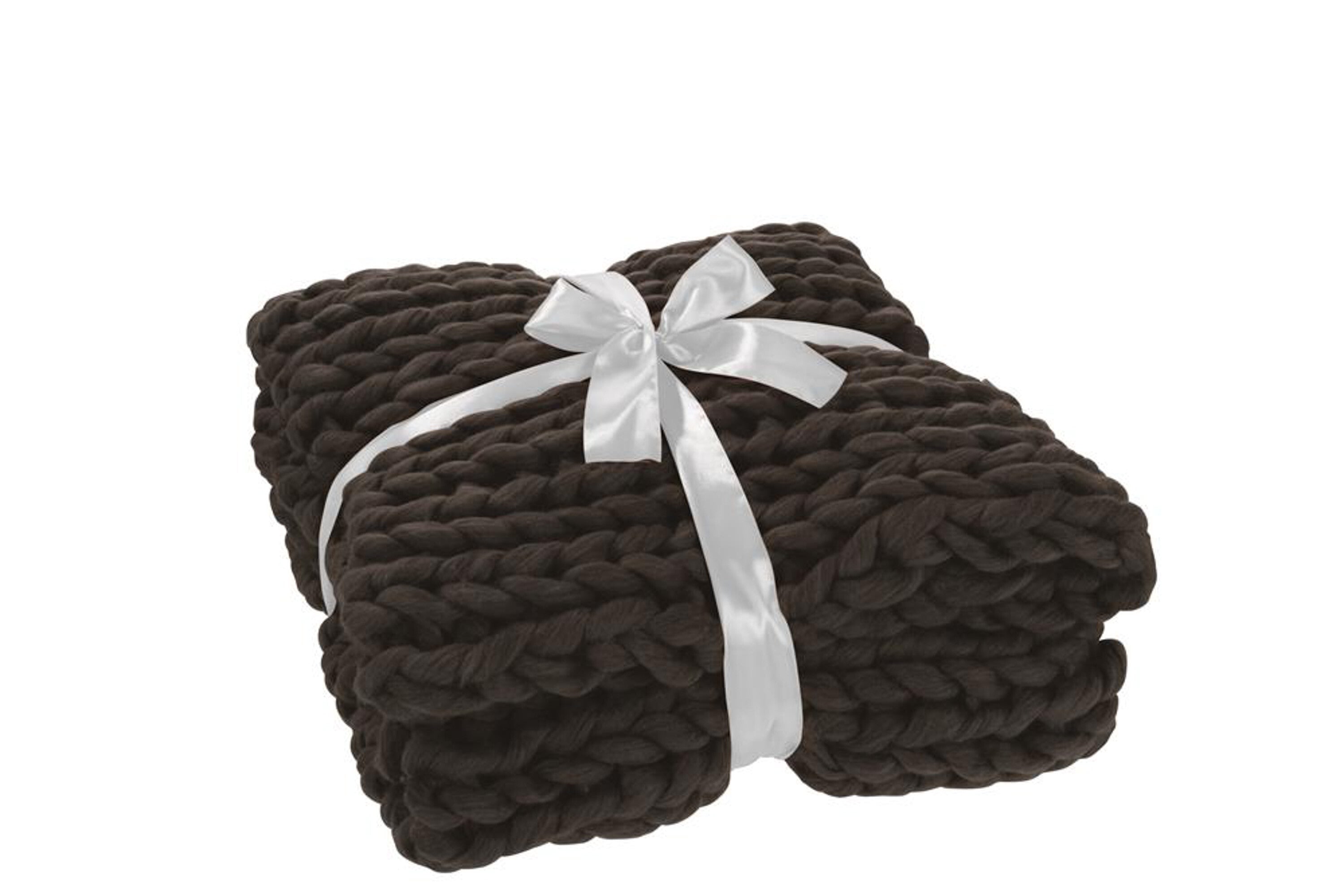 J-Line Plaid gebreid - polyester - donkergrijs - 154 x 140 cm