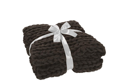 J-Line Plaid gebreid - polyester - donkergrijs - 154 x 140 cm