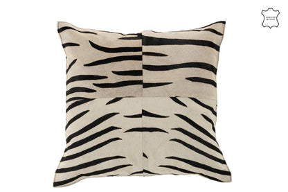 J-Line Kussen Zebra Vierkant Leer Zwart/Wit