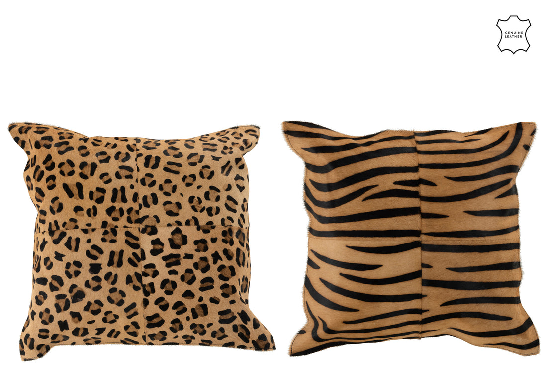 Kussen Dierenprint Leder Mix Assortiment Van 2