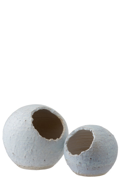 Bloempot Schuin Keramiek Wit/Parel Groot