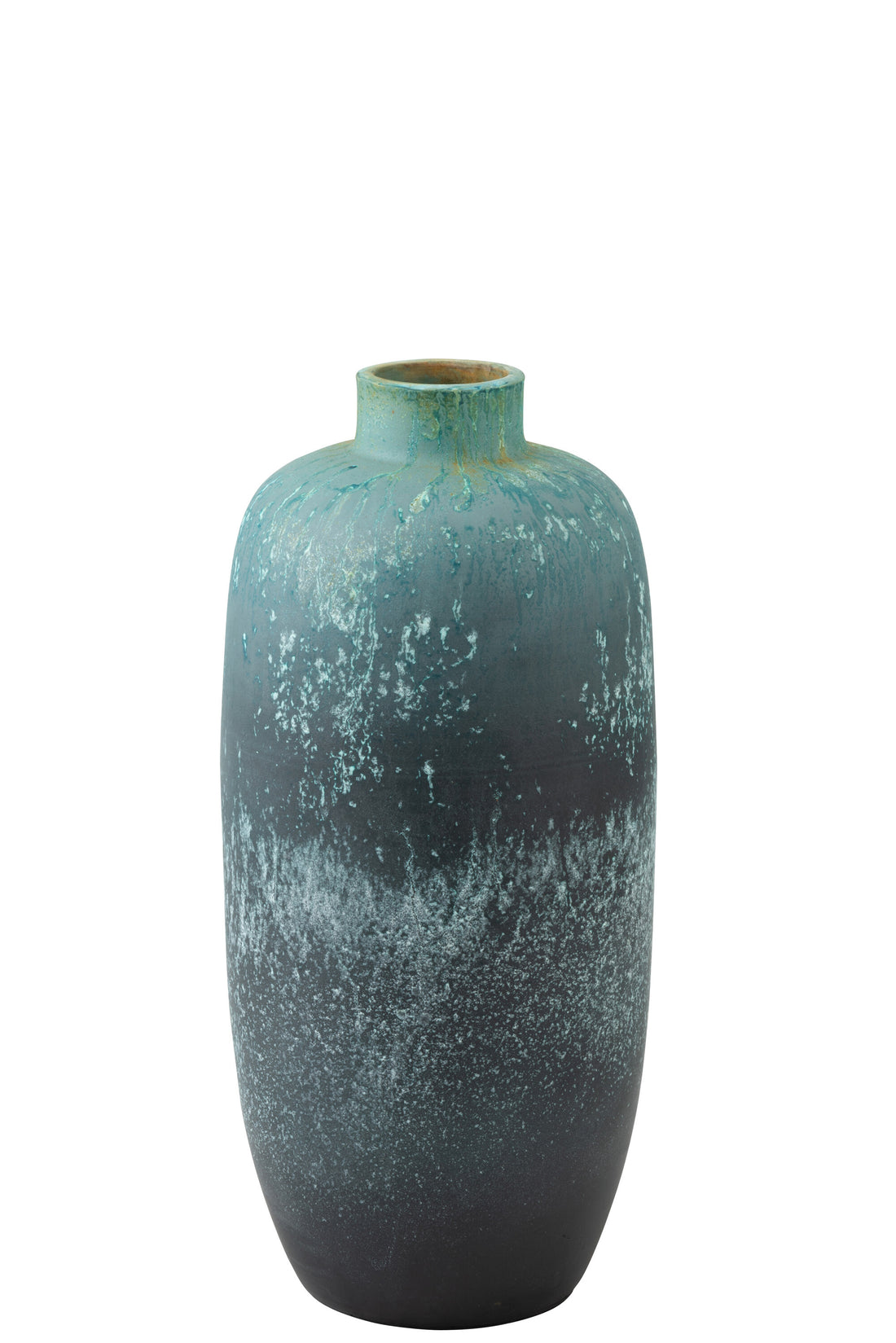 Vaas Vintage Keramiek Azuurblauw Medium