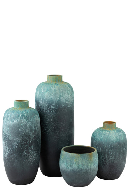 Vaas Vintage Keramiek Azuurblauw Groot