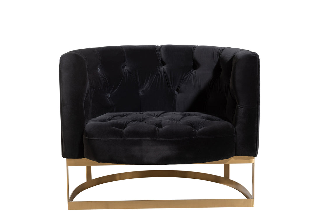 Bank Knopen 1Kussen Wilson 1Persoon Velvet Metaal/Berk Antraciet/Goud