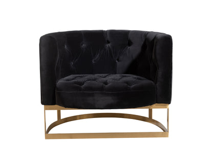 Bank Knopen 1Kussen Wilson 1Persoon Velvet Metaal/Berk Antraciet/Goud