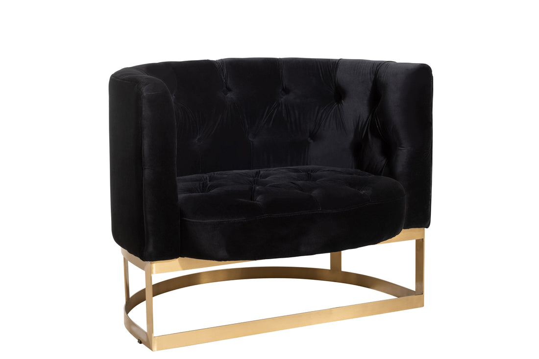 Bank Knopen 1Kussen Wilson 1Persoon Velvet Metaal/Berk Antraciet/Goud