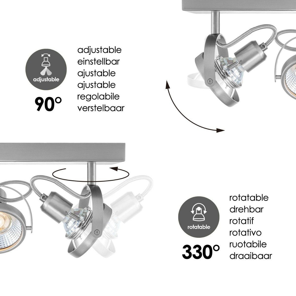 LED Opbouwspot Yaya 3 - dimbaar - geborsteld staal