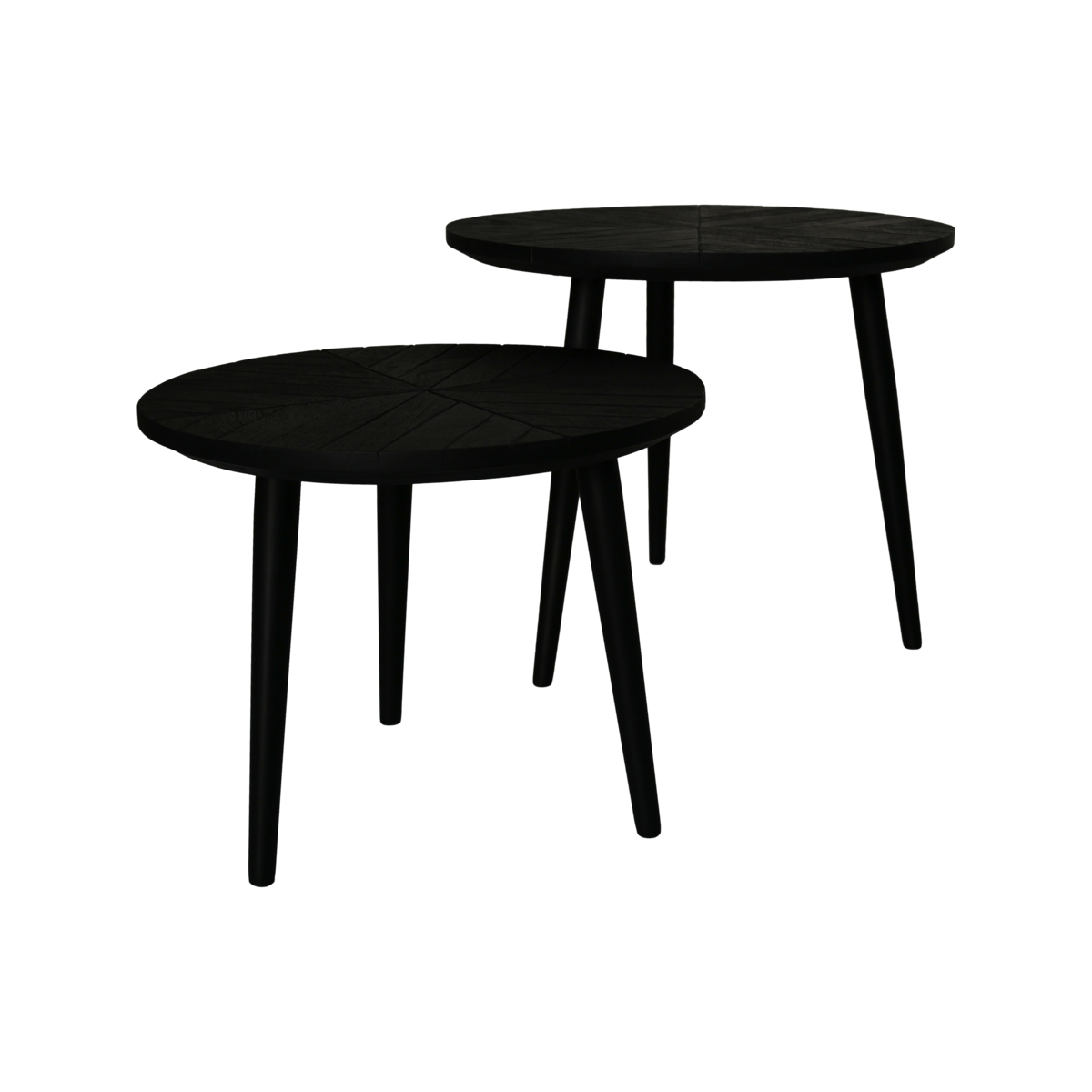 Ronde Bijzettafels Verona - 60x60x50/50x50x40 - Zwart - Mangohout/ijzer