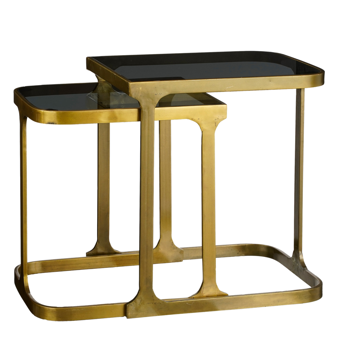 Kevin Bijzettafel - Set van 2 - L48 x B37 x H52 cm - Metaal - Goud