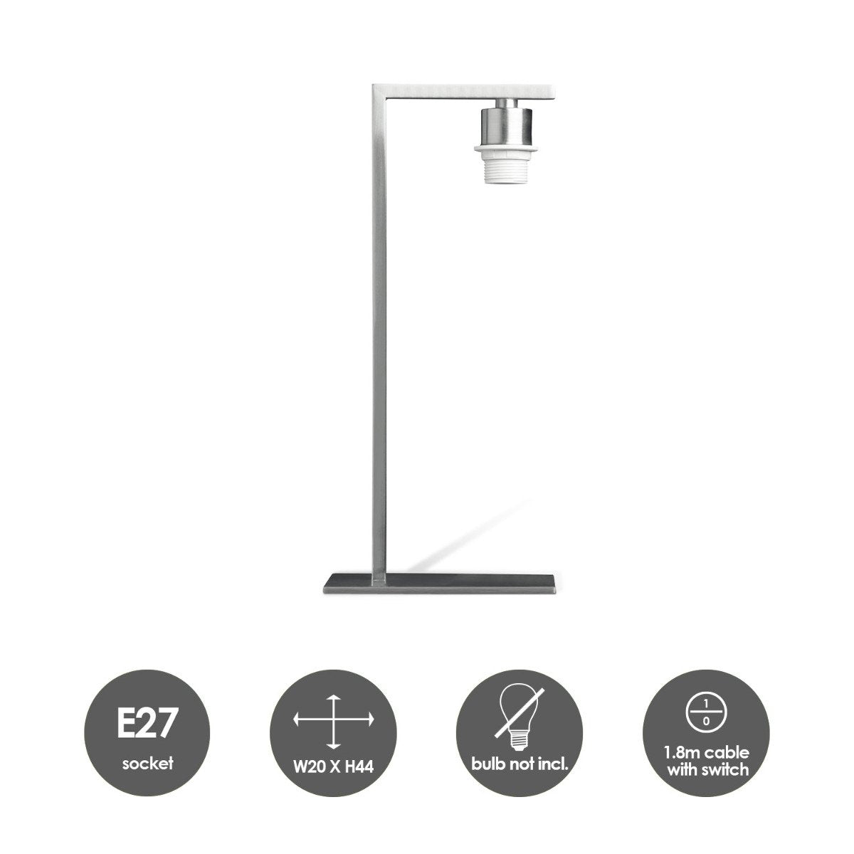 tafellamp voet Block 22/22/44cm - Geborsteld staal