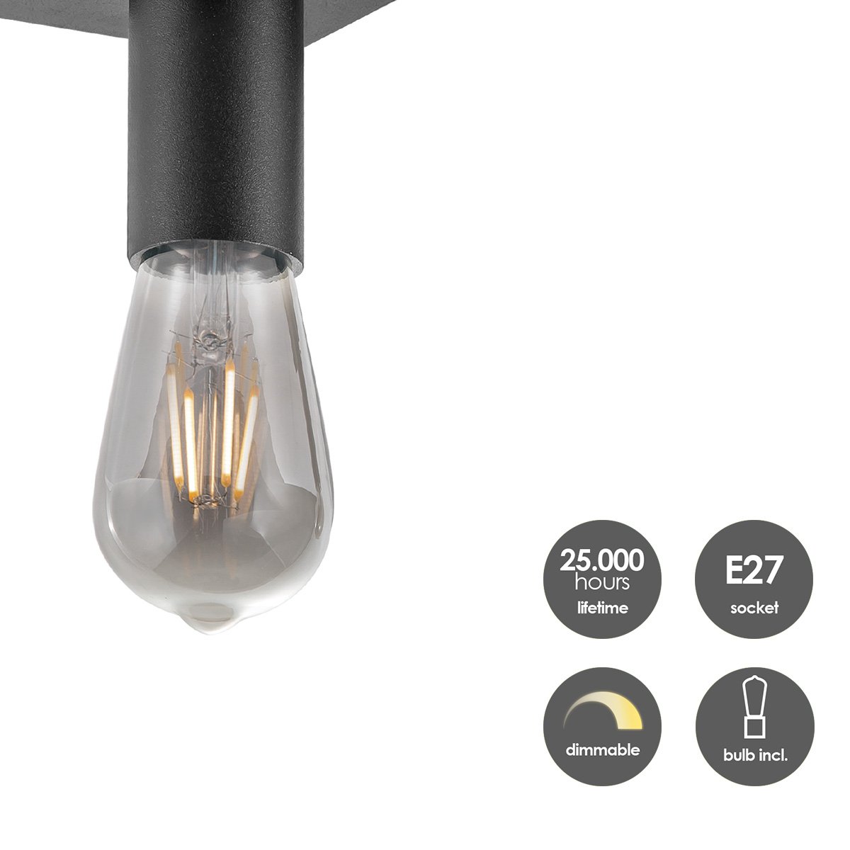 Opbouwspot Nitro 3 - incl. dimbare LED lamp - zwart