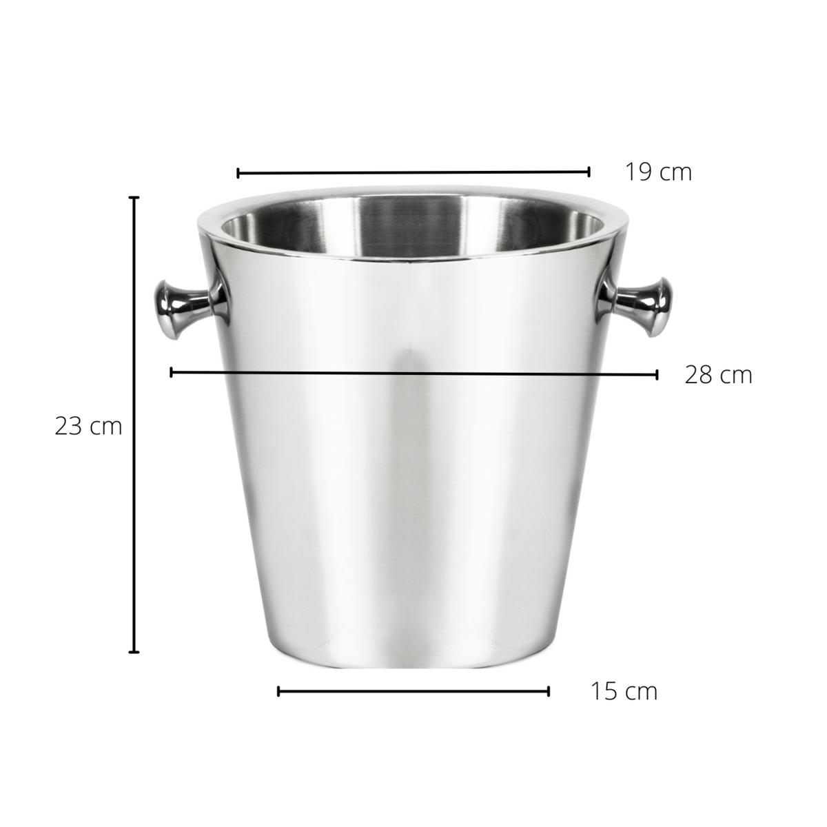 Flessenkoeler Valencia met handgrepen, roestvrij staal hoogglans gepolijst, dubbelwandig, ø 22 cm, hoogte 23 cm