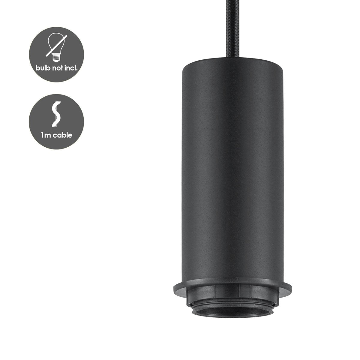 Railverlichting onderdeel adapter voor hanglamp | 8/8/115cm | Zwart