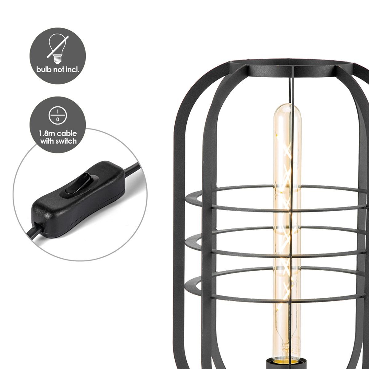 Moderne tafellamp Nero - Zwart - 24/24/40cm bedlampje