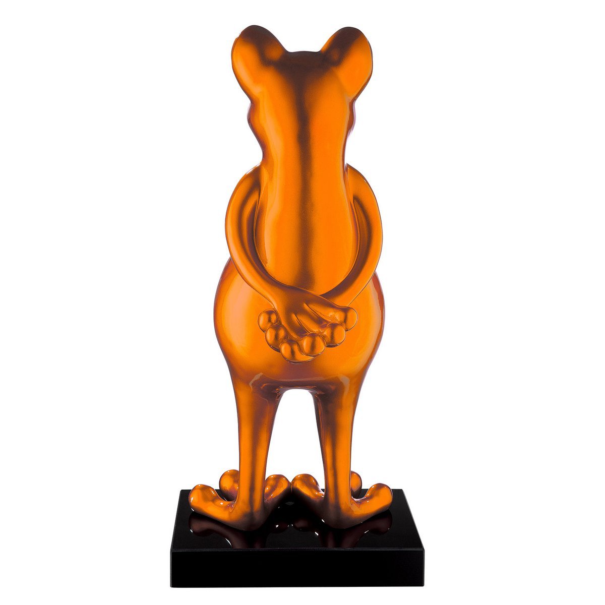 Polysculptuur kikker &quot;Kikker&quot; oranje metallic