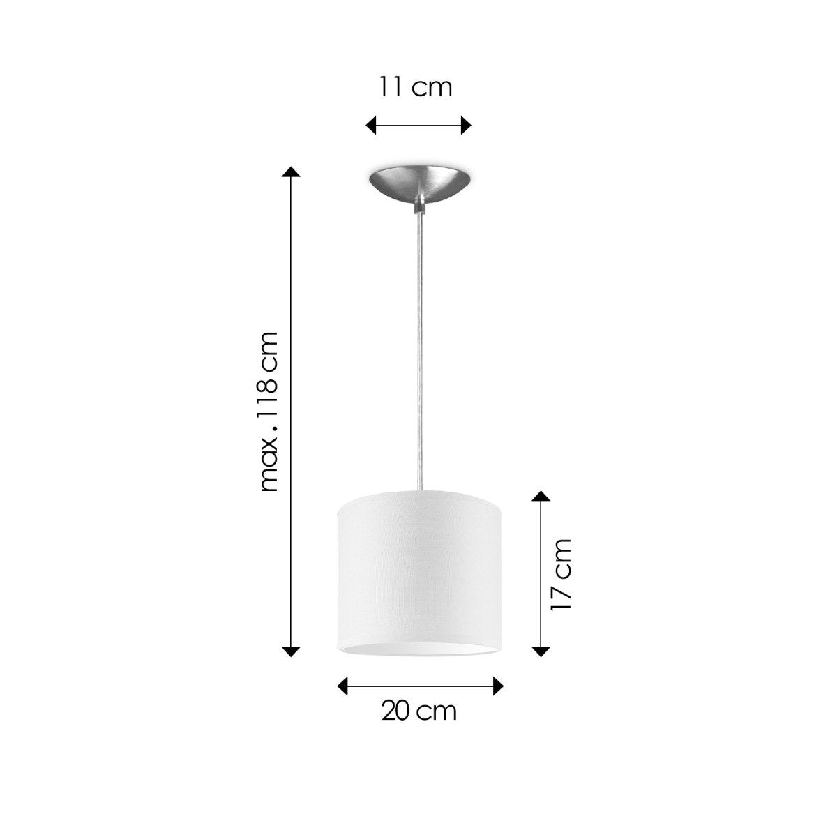 hanglamp Bling met lampenkap, E27, wit, 20cm