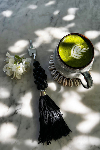 De Wooden Beads Sleutelhanger - Zwart