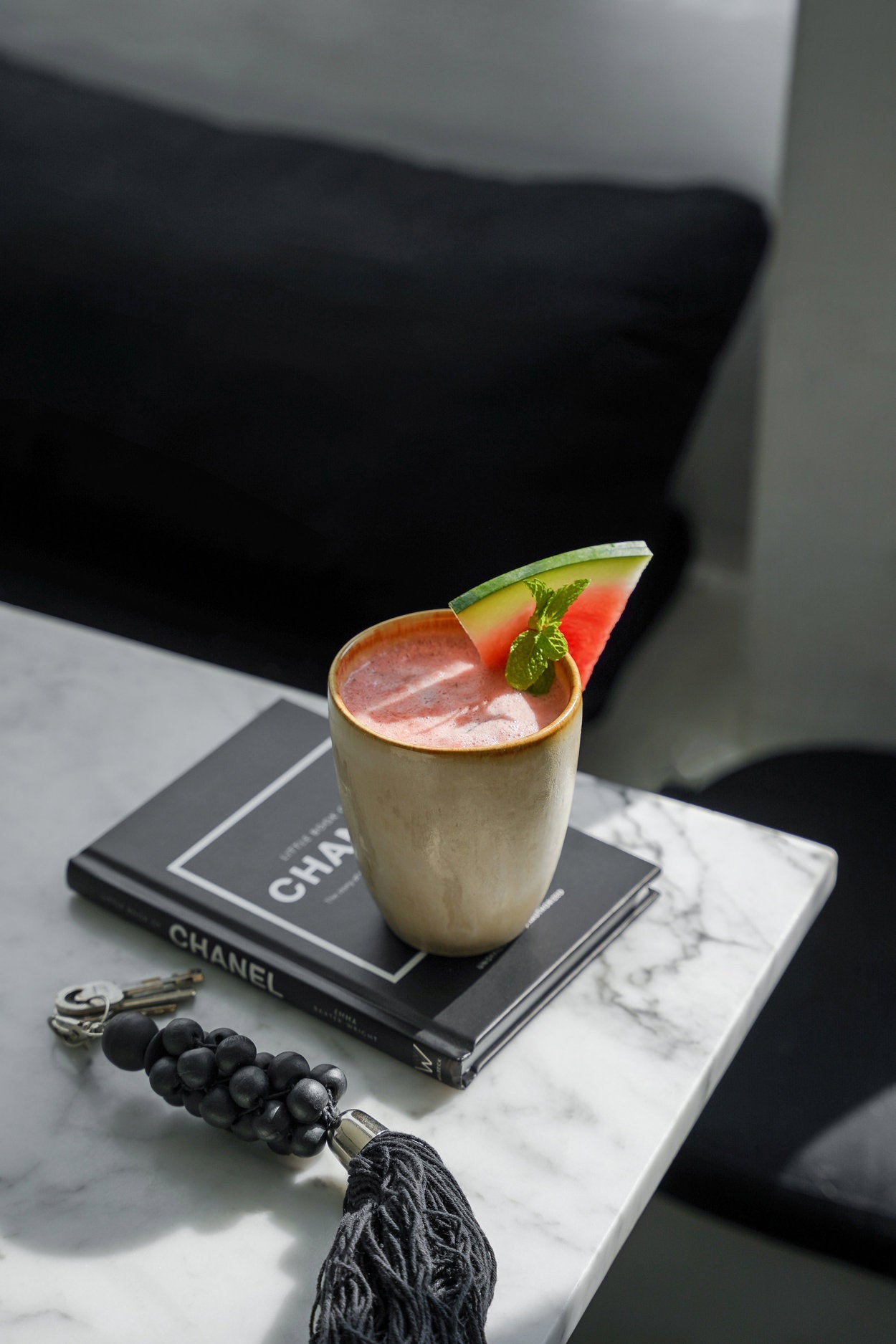 De Wooden Beads Sleutelhanger - Zwart