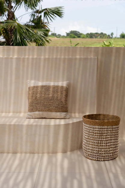De Raffia Stempel Kussenhoes - Natuurlijk