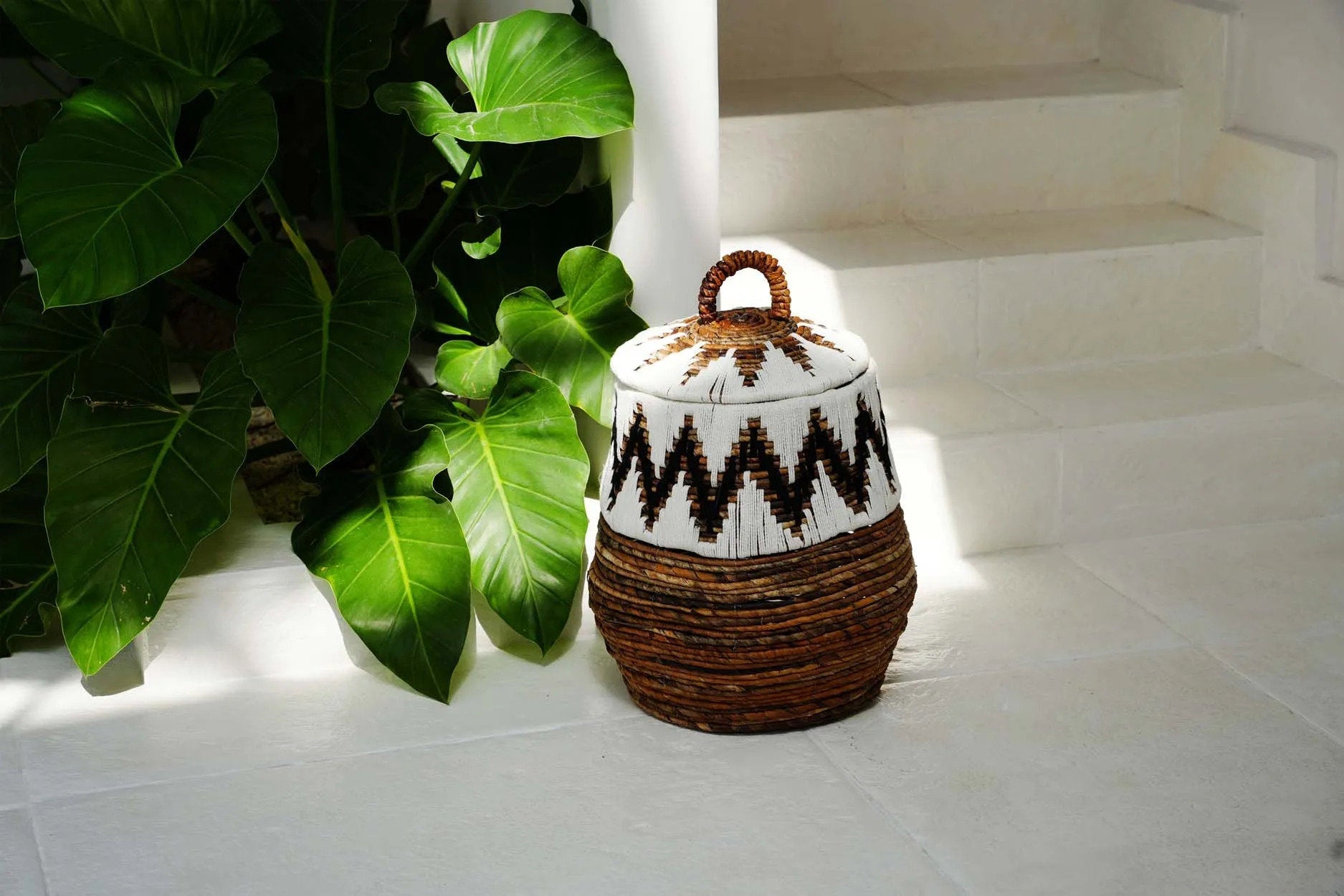 De Little Bay Beach Basket - Natural White - S