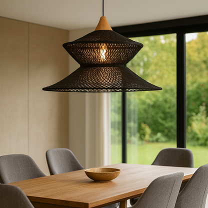 Belvivere Java Noir Weave –  Prachtig gevlochten Rotan Hanglamp in zwart