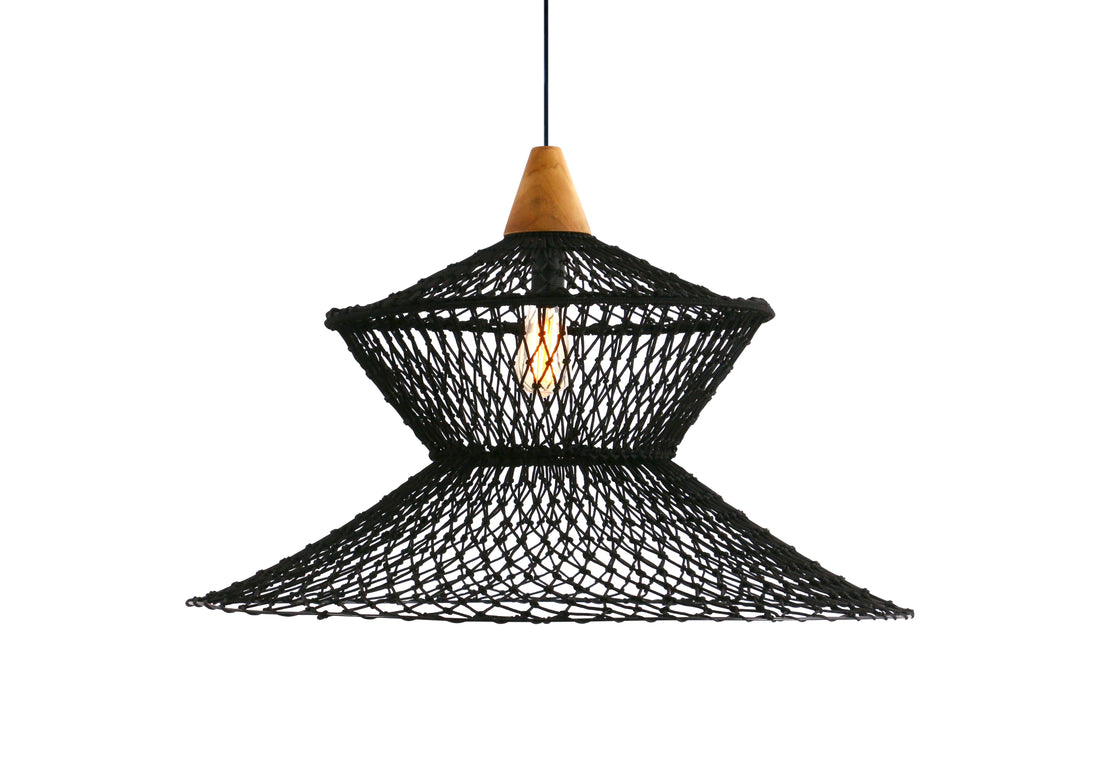 Belvivere Java Noir Weave – Prachtig gevlochten Rotan Hanglamp in zwart