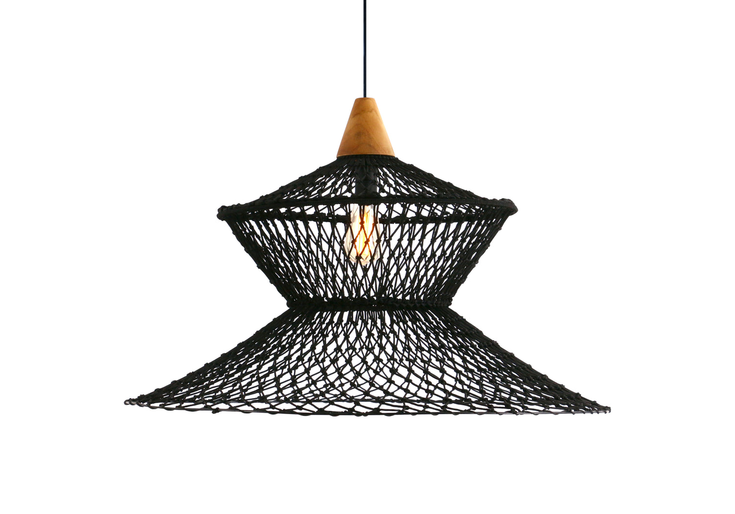 Belvivere Java Noir Weave –  Prachtig gevlochten Rotan Hanglamp in zwart
