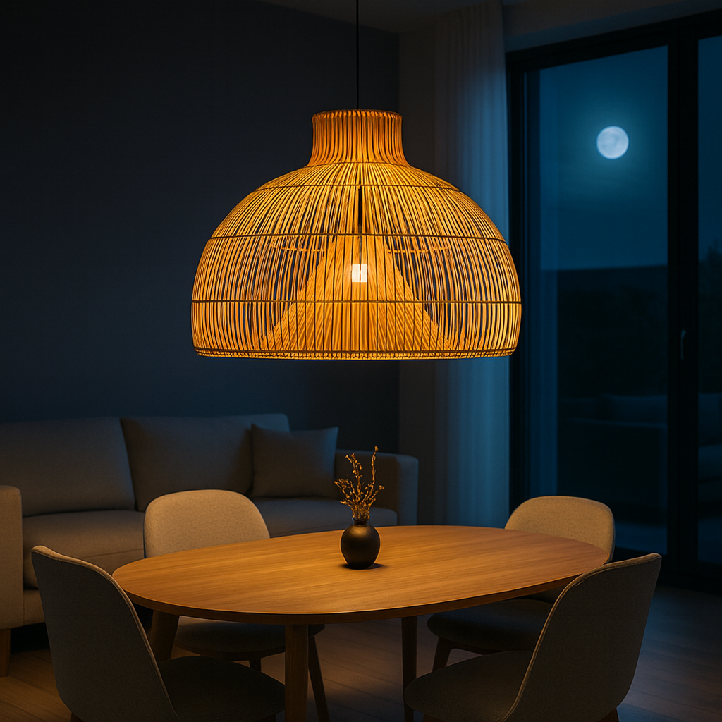 Belvivere Boho Dome – Luxe Ambachtelijke Handgevlochten Rotan Hanglamp