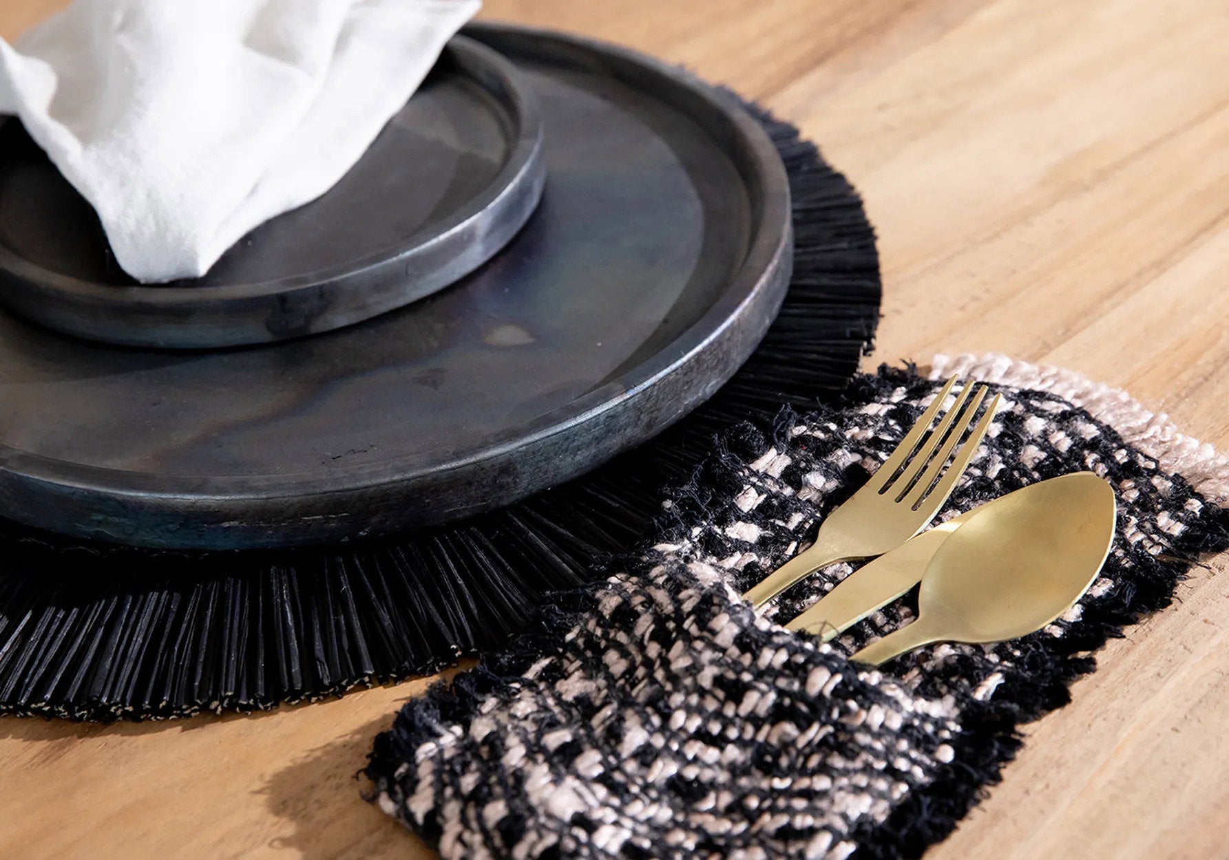 Het Oh My Gee Bestekzakje - Zwart Koper - Set van 4