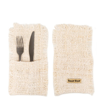 Het Oh My Gee Bestekzakje - Crème - Set van 4