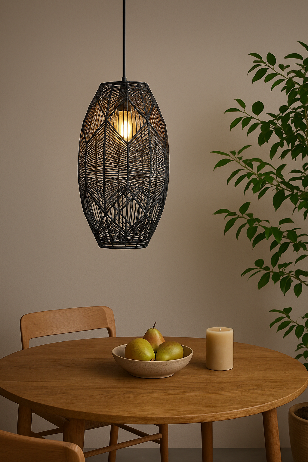 Belvivere Rotan Hanglamp Nightfall Natural Black