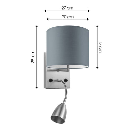 Wandlamp - Read, LED Leeslamp, E27, grijs 20cm