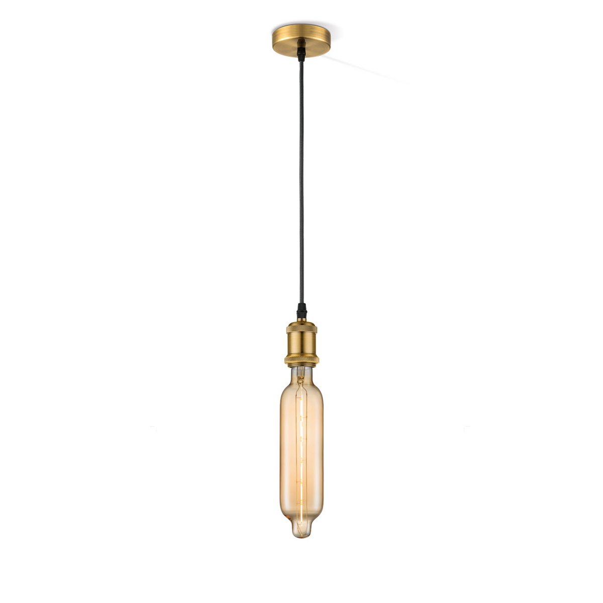 hanglamp brons vintage Tube - G125 - dimbaar E27 amber