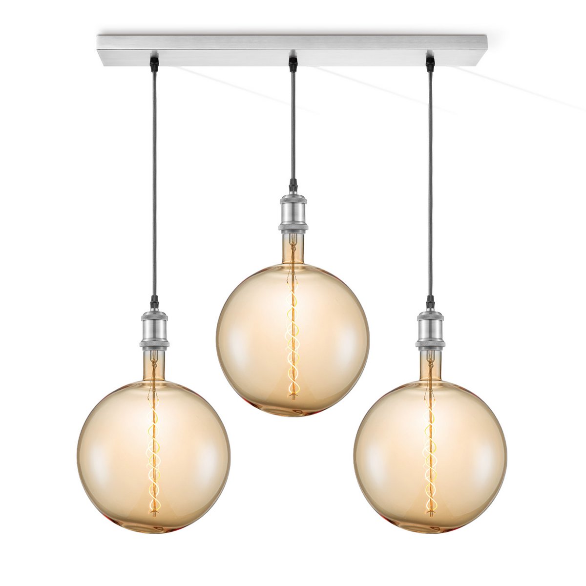 hanglamp chroom vintage Globe 3 LED -dimbaar E27 amber