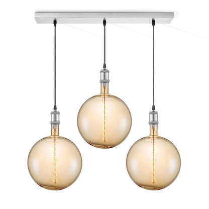 hanglamp chroom vintage Globe 3 LED -dimbaar E27 amber