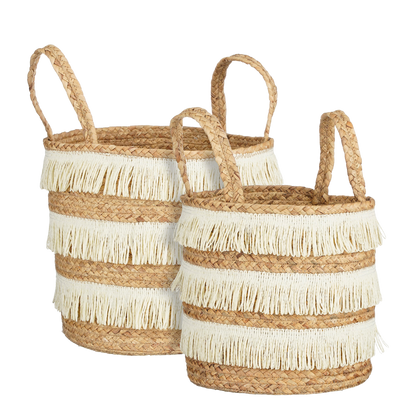 Opbergmand - Set van 2 - H30 x Ø32 cm - Waterhyacint - Bruin