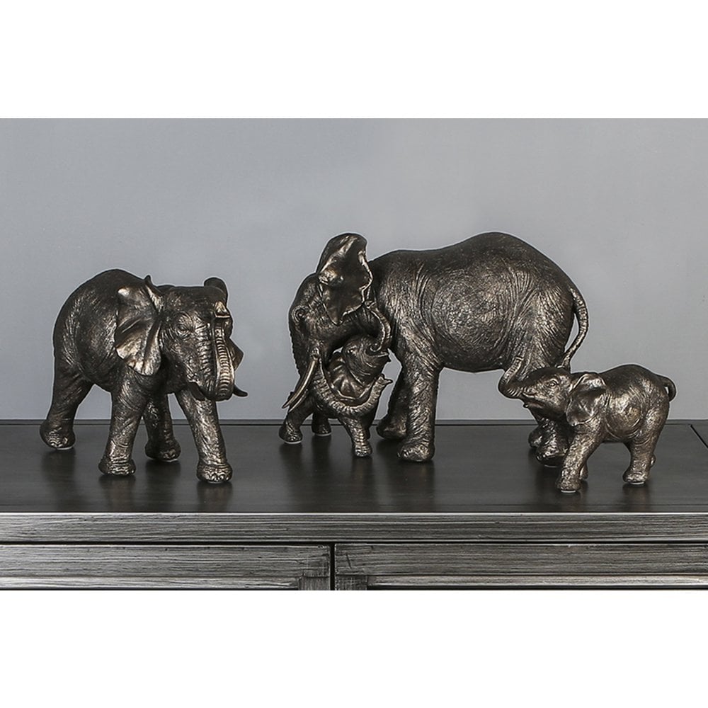 Poly olifant &quot;Zambezi&quot; met jong, grijs/goud