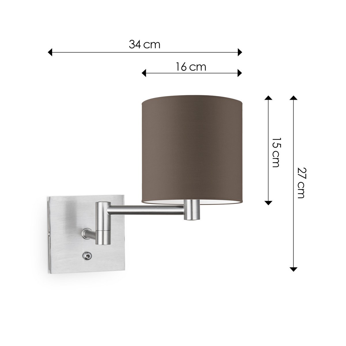 Wandlamp - Swing, E27, taupe Lampenkap 16x15cm