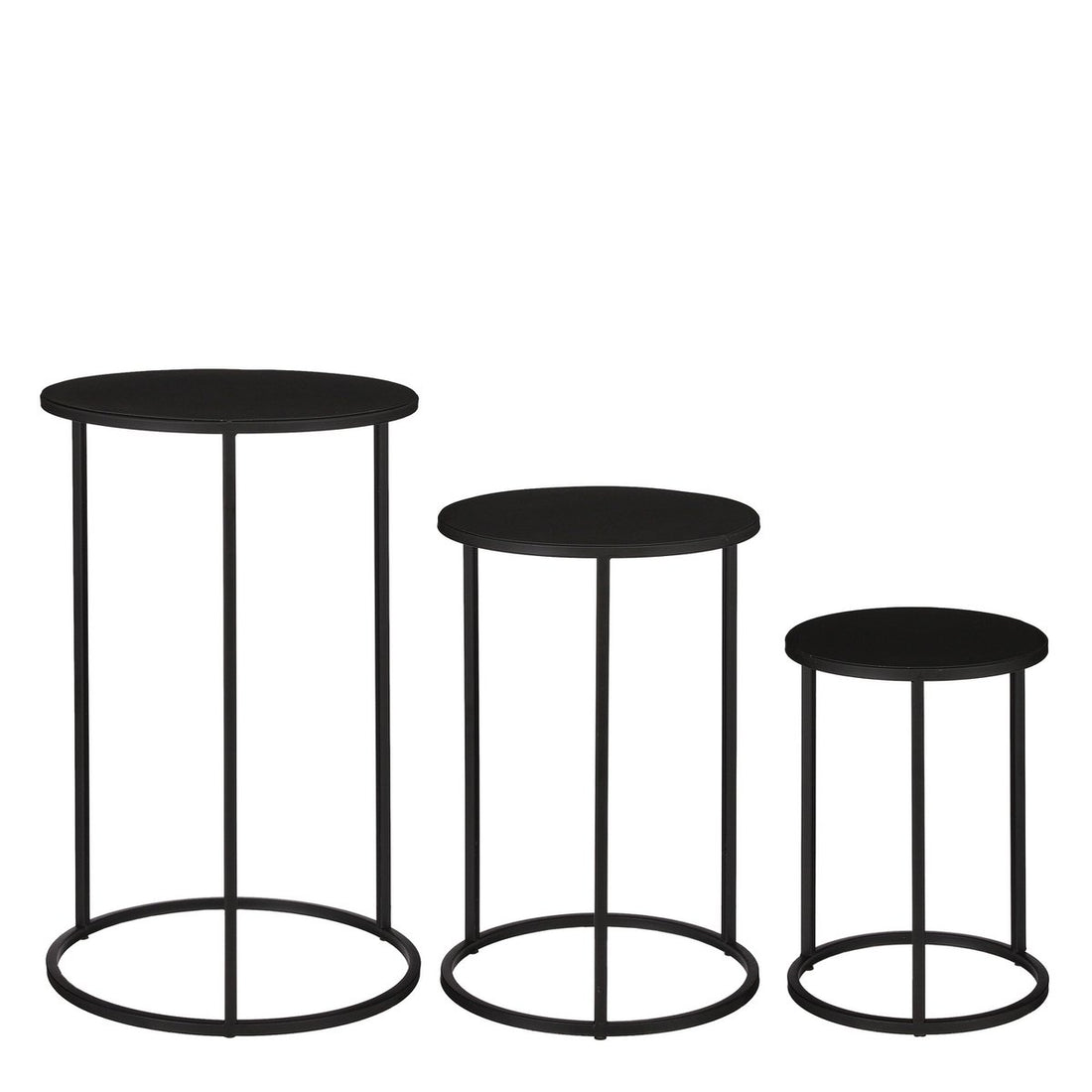 Quinty Bijzettafel - Set van 3 - H50 x Ø32 cm - Metaal - Zwart