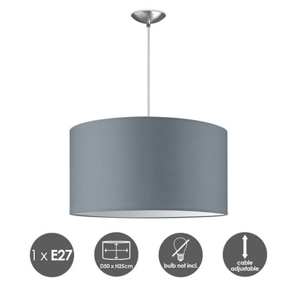 hanglamp Bling met lampenkap, E27, grijs, 50cm