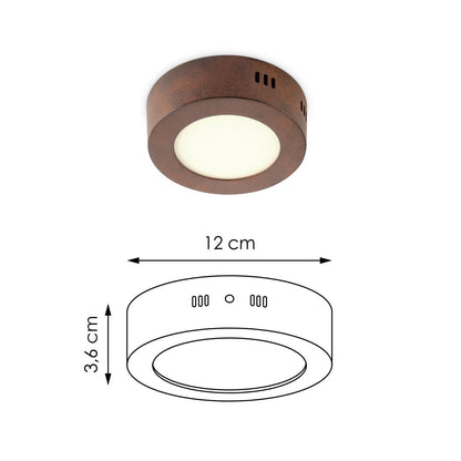 LED Plafondlamp Ska - Roest - Rond 12/12/3.6cm