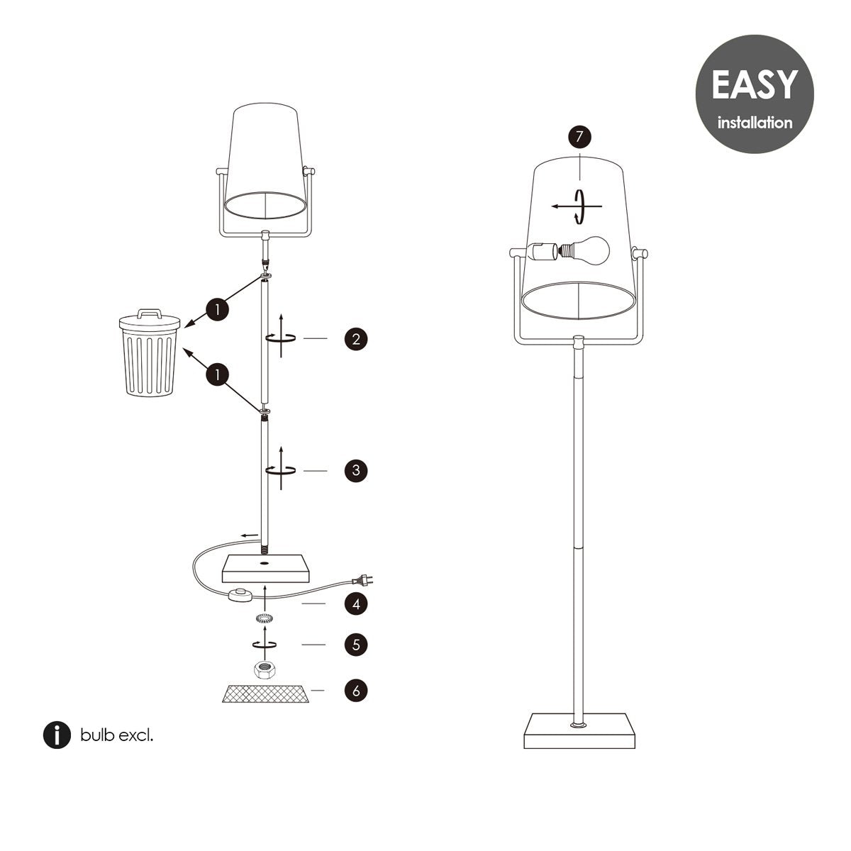 Bird 176 Vloerlamp Koper/Zwart - Moderne Vloerlamp