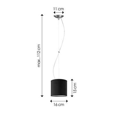 hanglamp Deluxe met lampenkap, E27, zwart, 16cm