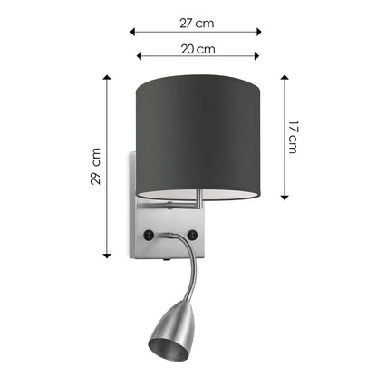 Wandlamp - Read, LED Leeslamp, E27, antraciet 20cm