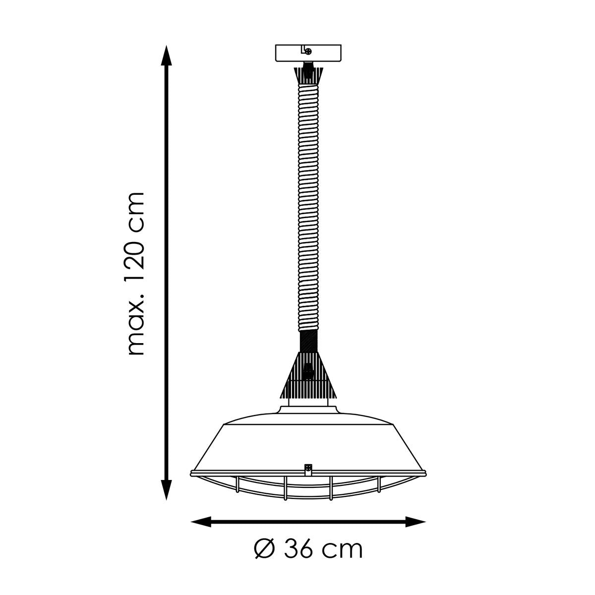 Hanglamp Dex - Beton - 36x36x120cm