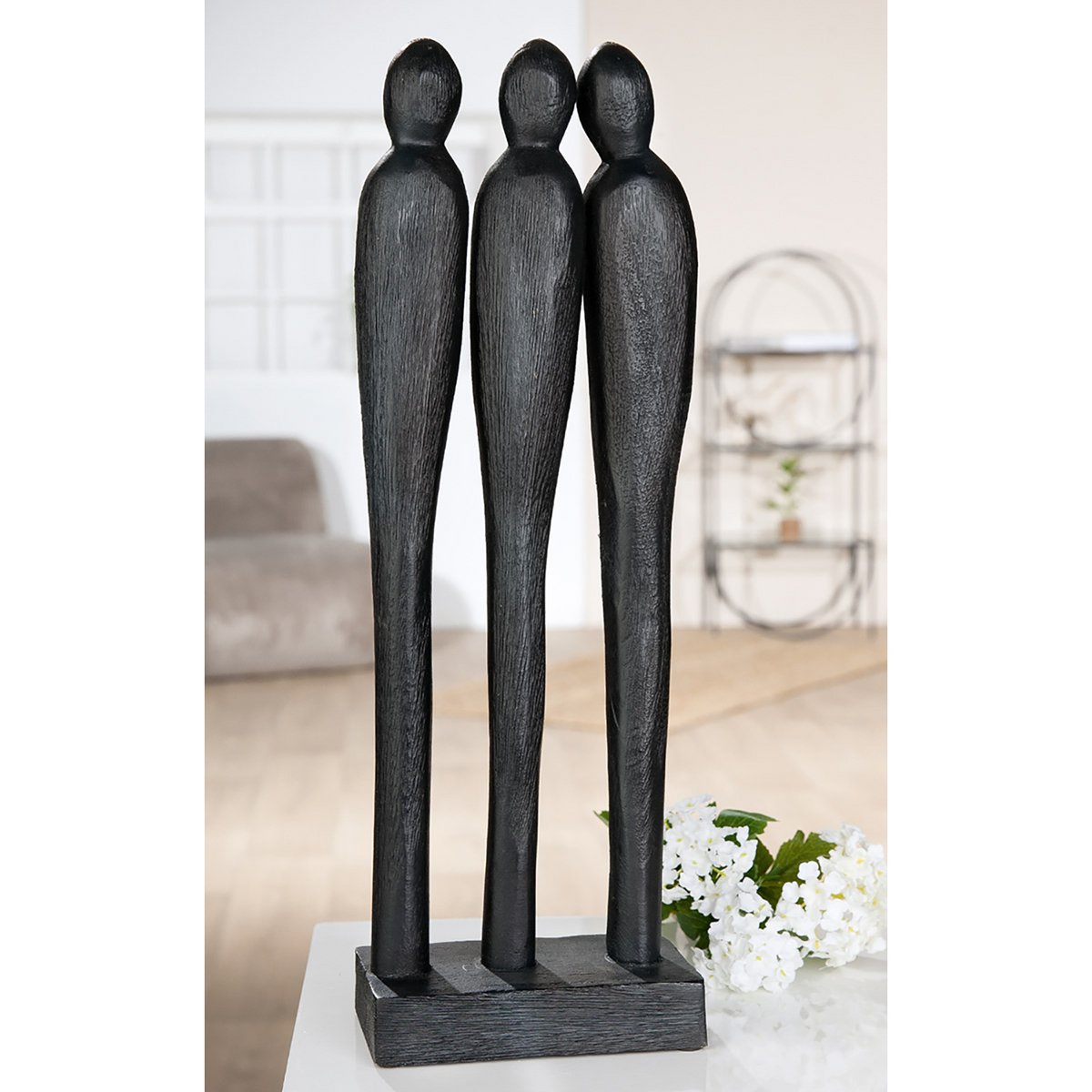 Sculptuur 3 personen, zwart H.46 cm