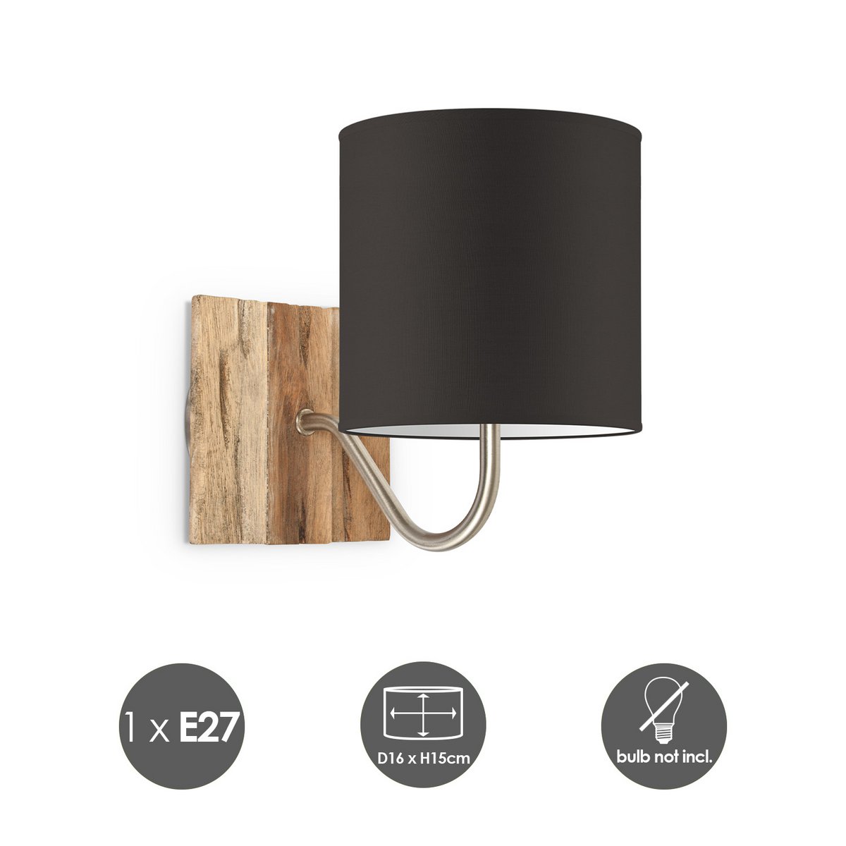 Wandlamp - Drift E27 Lampenkap chocolade 16cm