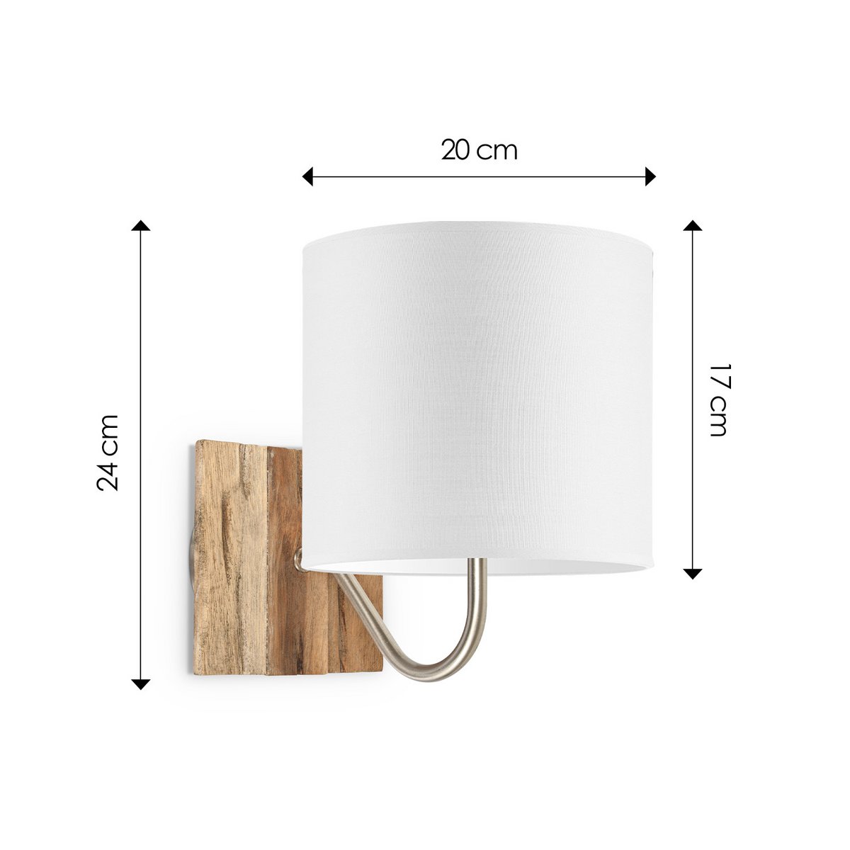 Wandlamp - Drift inclusief Lampenkap E27 wit 20x17cm