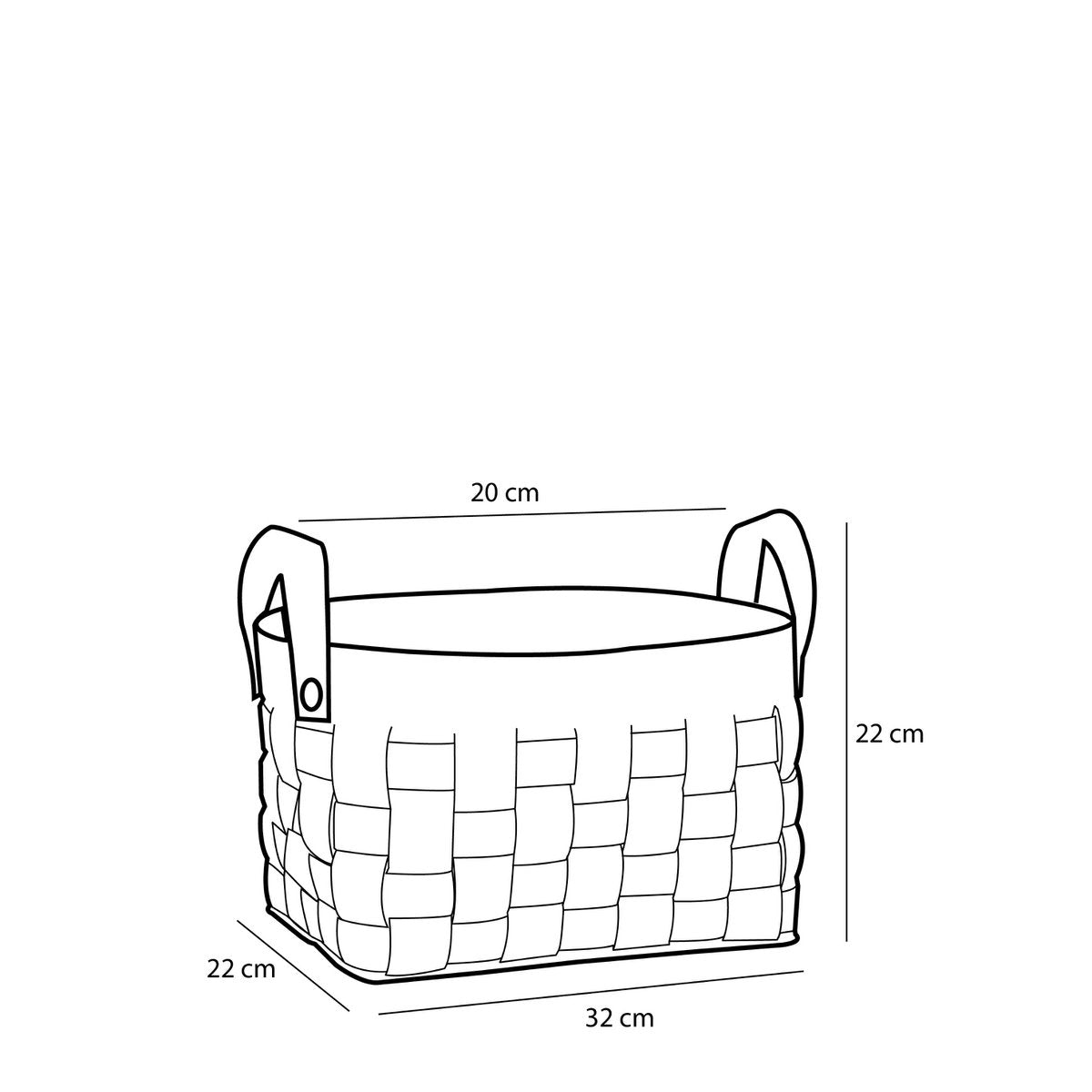 Opbergmand - Set van 3 - L40 x B30 x H30 cm - Kurk/Vilt - Zwart